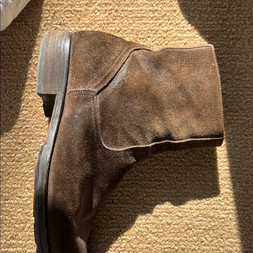 Men’s To Boot New York Dark Brown Waxed Suede Plain Toe Side Zip Boot - Picture 12 of 12